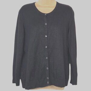 Jones New York Signature Womens Black Cardigan Sweater XL Button Front